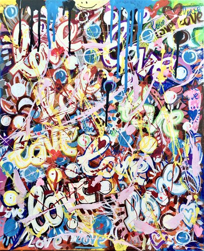 Cosmic Love par Mercedes Lagunas, Peinture en vente sur Singulart