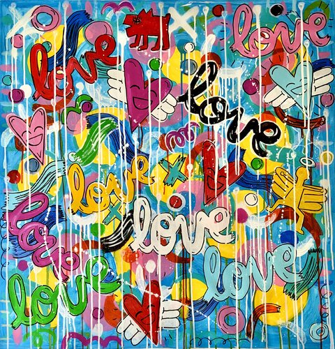 Amor y Alegria (Love and Joy) par Mercedes Lagunas, Peinture en vente sur Singulart