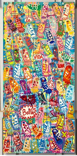 Commission. No social distancing for birds II par Mercedes Lagunas, Peinture en vente sur Singulart