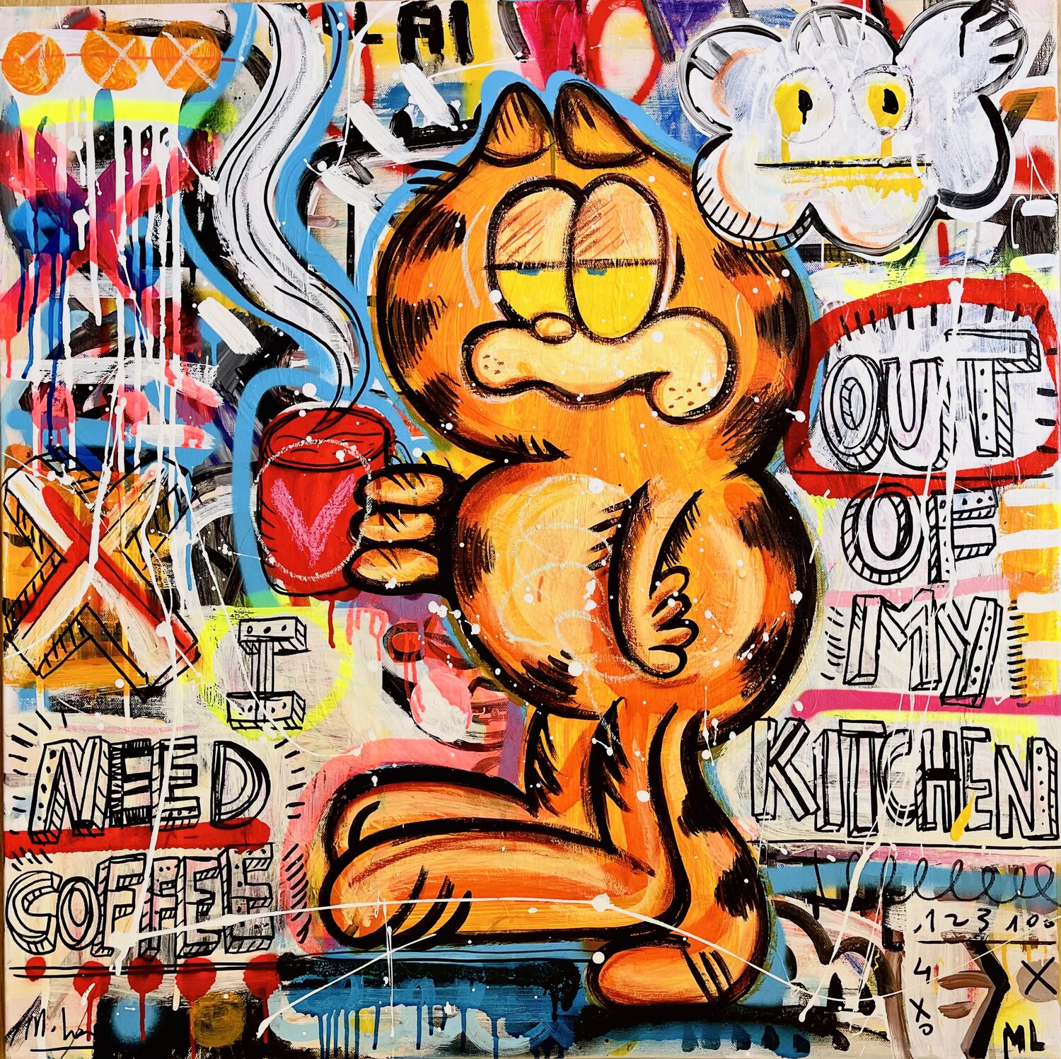 Don’t disturb the cat Mercedes Lagunas Originalgemälde zu verkaufen