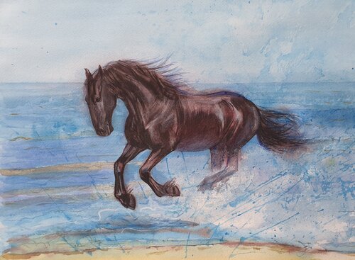 Friesian Horse de Olga Brink, Pintura a la venta en Singulart