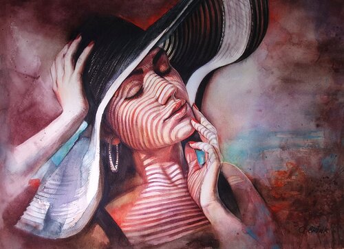 Striped Dreams van Olga Brink, Werk op papier te koop op Singulart