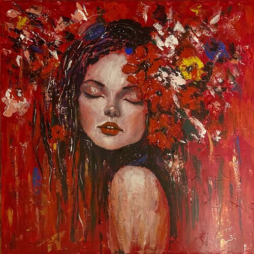 Lady in red van Tanja Olsson, Schilderij te koop op Singulart