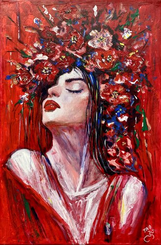 Lady in red VII van Tanja Olsson, Schilderij te koop op Singulart