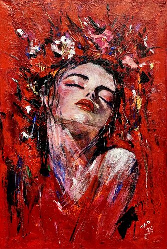 Lady in red VI van Tanja Olsson, Schilderij te koop op Singulart