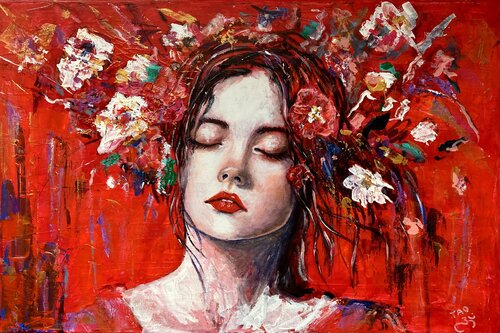 Lady in red IV van Tanja Olsson, Schilderij te koop op Singulart