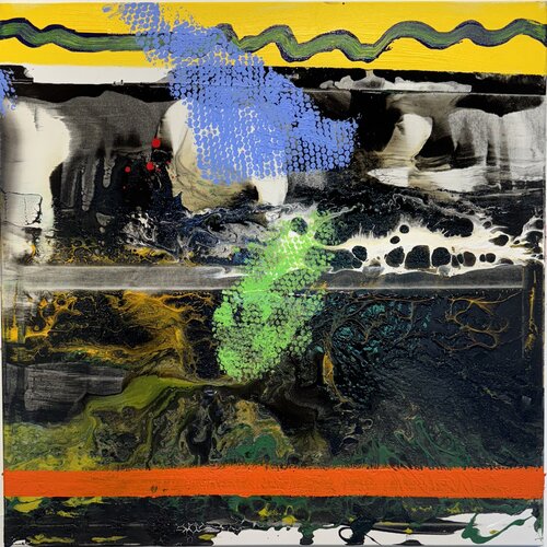 Strokes green, yellow, black, orange. David Utzon