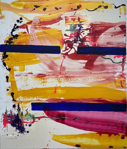 Strokes red, yellow, blue, fraktal, ink. di David Utzon, Pittura in vendita su Singulart