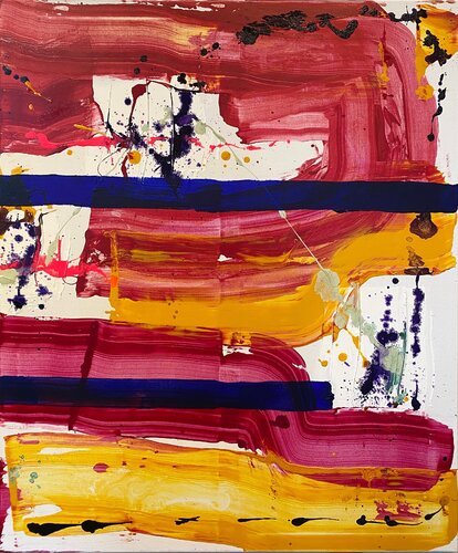 Strokes red, yellow, blue, fraktal, ink. di David Utzon, Pittura in vendita su Singulart