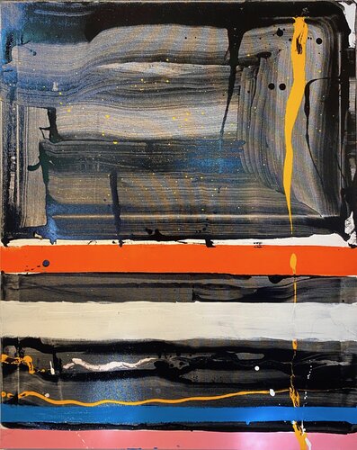 Strokes black, orange, white, blue, pink, yellow. 3 von David Utzon, Malerei kaufen auf Singulart