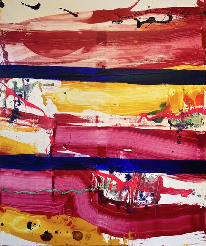 Strokes yellow, blue, red, fraktal 1 di David Utzon, Pittura in vendita su Singulart