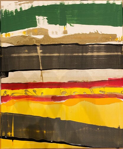 Strokes green, black, yellow, red. 2 par David Utzon, Peinture en vente sur Singulart