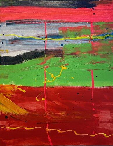 Strokes red, yellow, blue, green. 4 van David Utzon, Schilderij te koop op Singulart