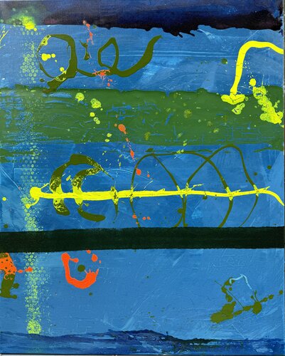 Strokes - blue, green, yellow, pink. 2 by David Utzon, 회화 for Sale on Singulart