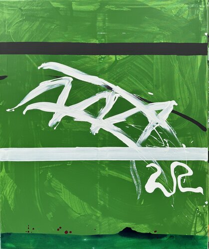 Strokes - green, white, black, green 5. van David Utzon, Schilderij te koop op Singulart