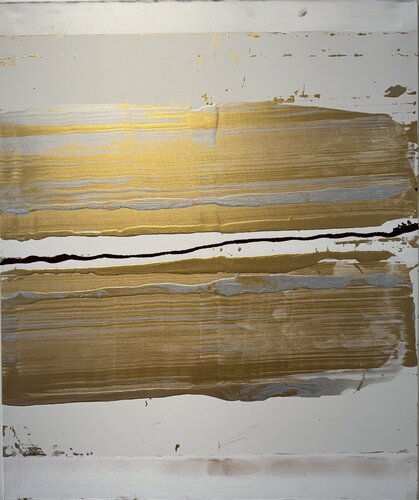 Strokes white, gold 1 von David Utzon, Malerei kaufen auf Singulart