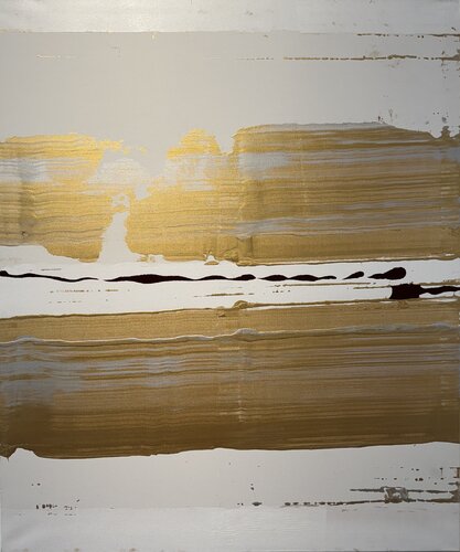 Strokes white, gold 2 von David Utzon, Malerei kaufen auf Singulart