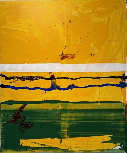 Strokes - yellow, green 2 di David Utzon, Pittura in vendita su Singulart