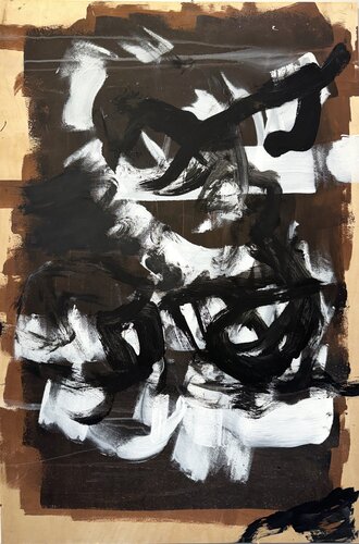 Strokes - wood - black/white/brown 2 von David Utzon, Malerei kaufen auf Singulart