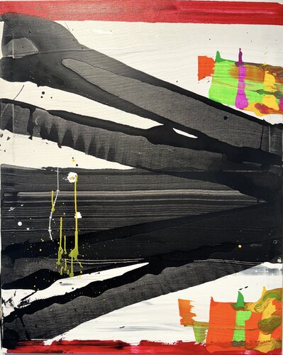 Strokes - white, red, black, ink 1 par David Utzon, Peinture en vente sur Singulart