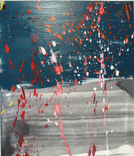 Strokes - on canvas - green, white, red, black, ink 5. von David Utzon, Malerei kaufen auf Singulart