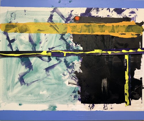 Strokes - on canvas - green, white, red, black, ink 1. par David Utzon, Peinture en vente sur Singulart