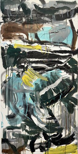 Untitled - turquoise, grey, yellow 4 di David Utzon, Pittura in vendita su Singulart