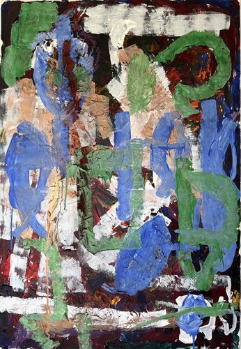 untitled - on canvas - oil, acrylic, blue, green 1. von David Utzon, Malerei kaufen auf Singulart