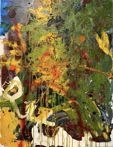 Untitled - collage/painting - on canvas - oil, acrylic, blue, green, yellow von David Utzon, Malerei kaufen auf Singulart
