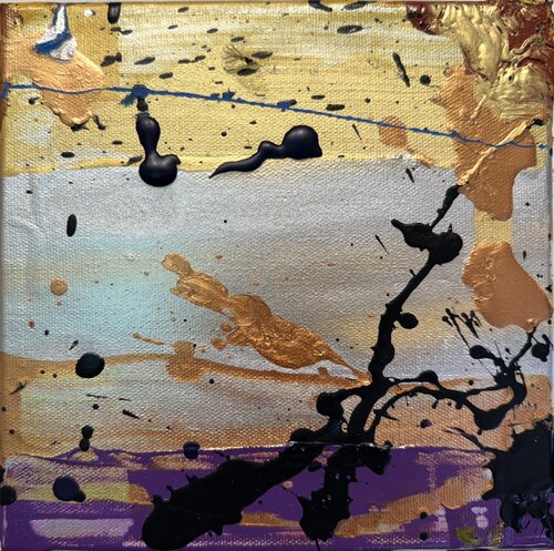 Strokes - black, gold 4 di David Utzon, Pittura in vendita su Singulart