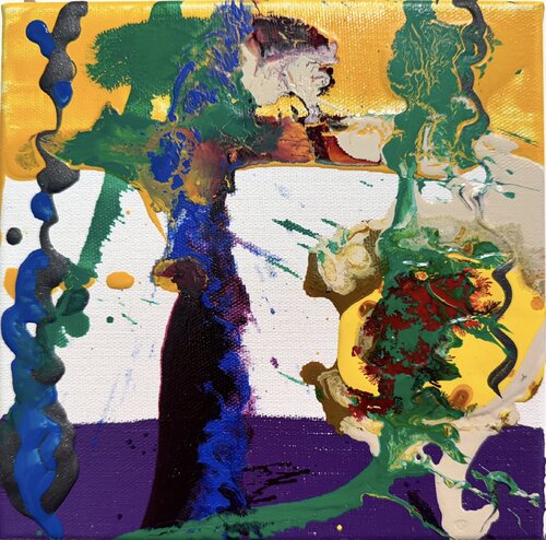 Strokes small, yellow purple blue 10 David Utzon