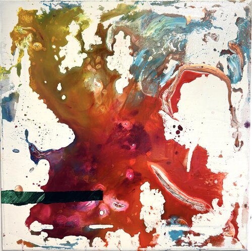Strokes - untitled with green stripe - painting by David Utzon, Painting for Sale on Singulart