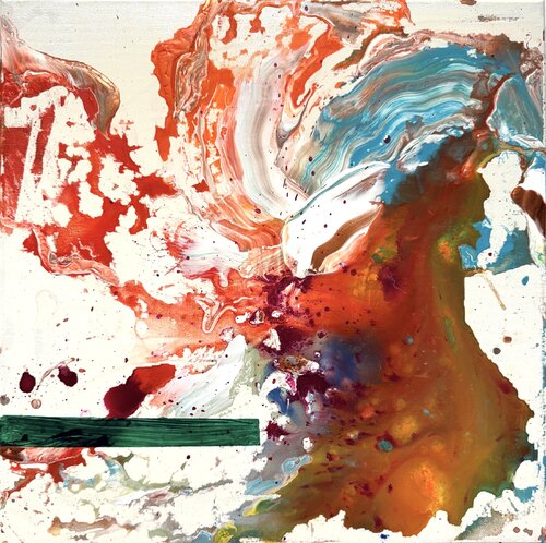 Strokes - untitled with green stripe - painting 5 von David Utzon, Malerei kaufen auf Singulart