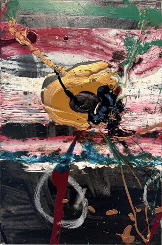Circles black silver 1 di David Utzon, Pittura in vendita su Singulart