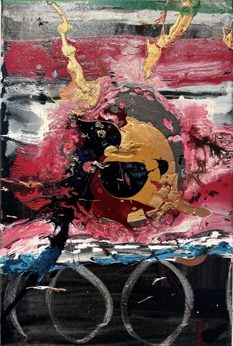 Circles black silver 6 di David Utzon, Pittura in vendita su Singulart