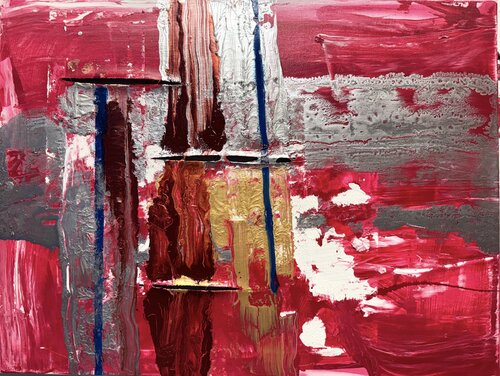 Slashes red/silver 1 von David Utzon, Malerei kaufen auf Singulart