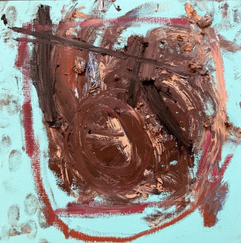Calligraphy square earth 1 van David Utzon, Schilderij te koop op Singulart