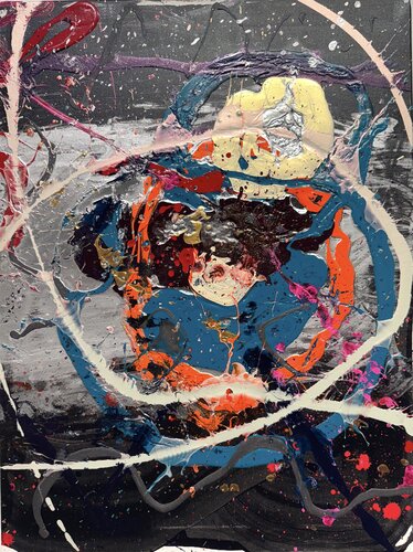 Circles black 1 di David Utzon, Pittura in vendita su Singulart