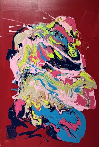 Red with a fractal splash di David Utzon, Pittura in vendita su Singulart