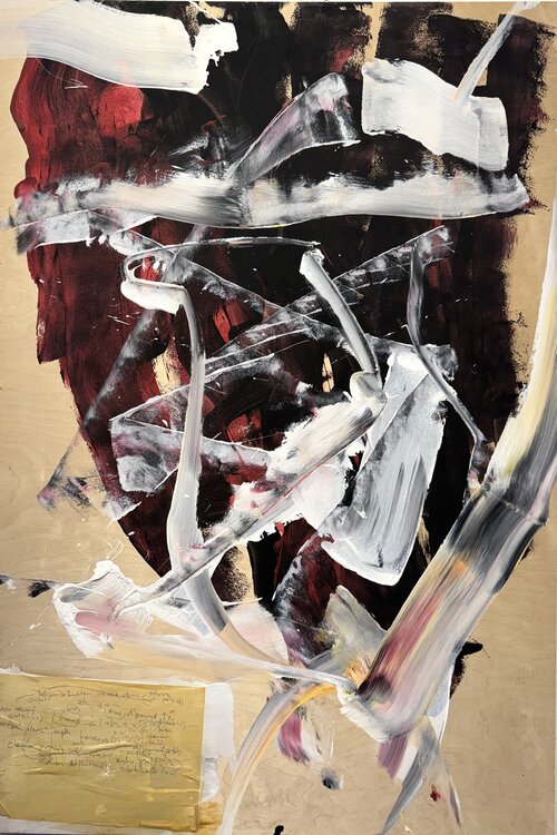 Strokes - wood - black/white/red/paper David Utzon