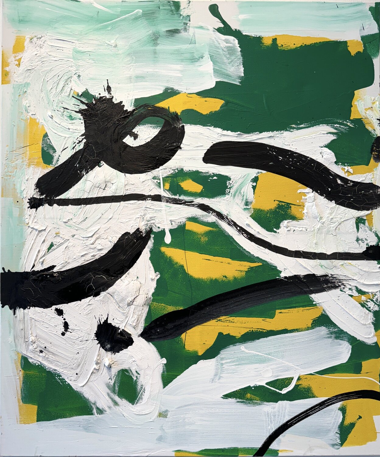 Strokes - on canvas - green, yellow, black ink. 1 David Utzon