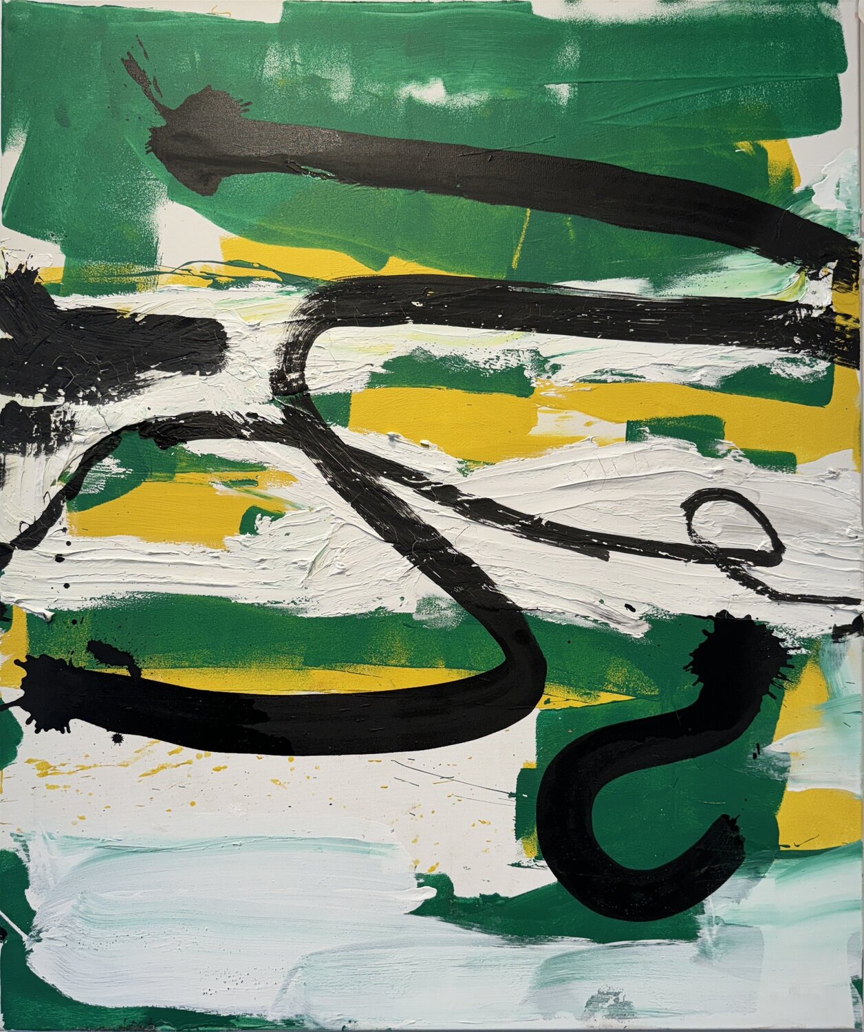 Strokes - on canvas - green, yellow, black ink. 2 David Utzon