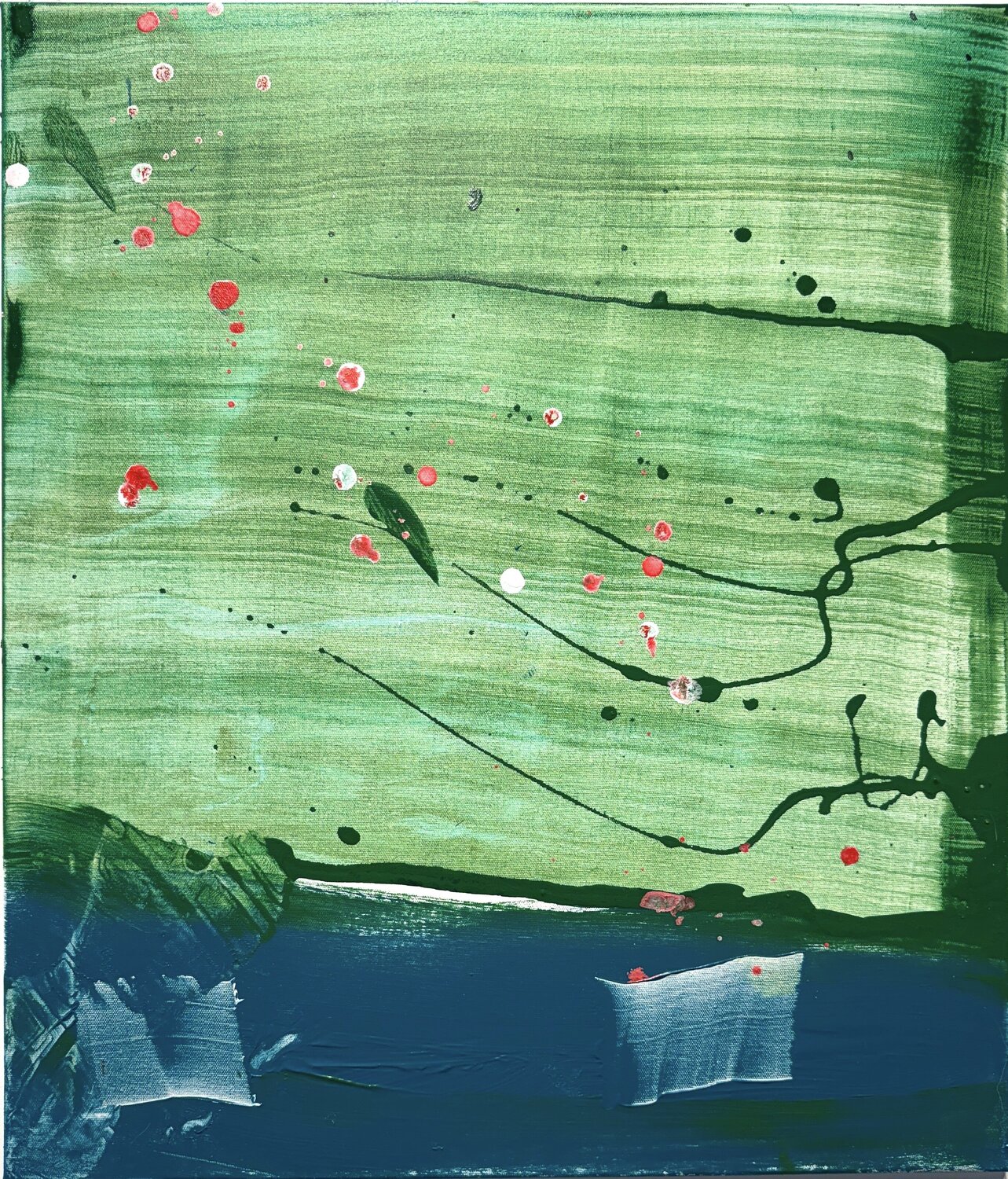 Strokes - on canvas - green, white, red, black, ink 4. David Utzon