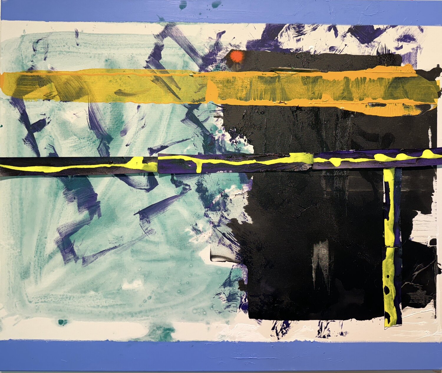 Strokes - on canvas - green, white, red, black, ink 1. David Utzon