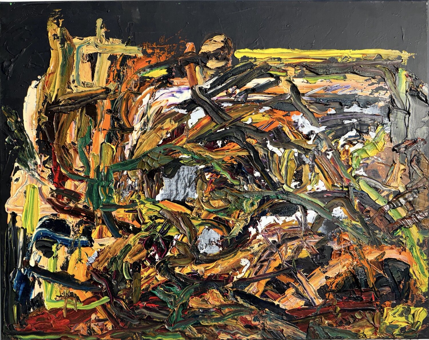 Untitled - on canvas - oil, acrylic - black with multiple oils 2 David Utzon