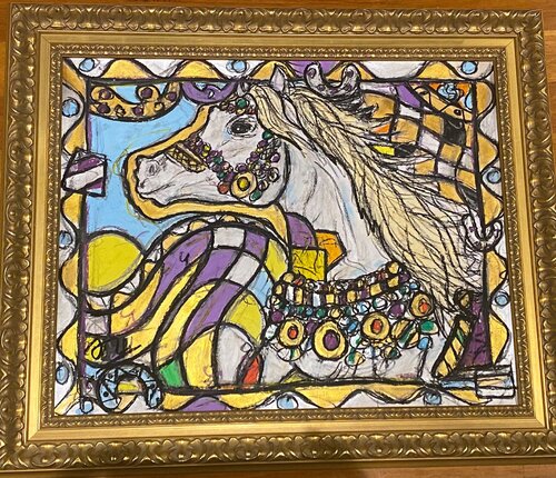White Arabian - Sheikh Faisal bin Qassim Althani - collection par Anjo MR, Peinture en vente sur Singulart