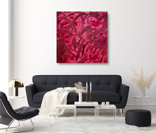 Miami Abstrakt Leinwandbild Magenta Pink 100x100 von Exclusive Arts, Malerei kaufen auf Singulart