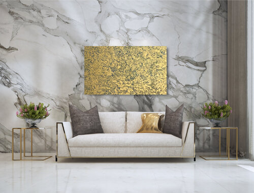 Grüngold Abstraktes Bild Abstract Painting Green Gold van Exclusive Arts, Schilderij te koop op Singulart