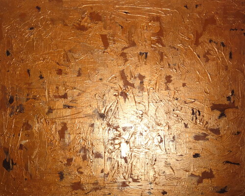 Stube or oro Gold black negro schwarz noir Abstract Abstract abstraite abstrait abstracta abstracto Abstraktion Abstraction Abstracción Acryl acrylic acrylique acrílico interior design original handmade van Exclusive Arts, Schilderij te koop op Singulart