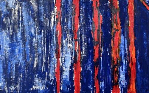 Abstrakte Leinwandbild Acryl Blue Red Rojo Azul Blau Rot Abstract Abstract abstraite abstrait abstracta abstracto Abstraktion Abstraction Abstracción Acryl acrylic acrylique acrílico interior design original handmade par Exclusive Arts, Peinture en vente sur Singulart